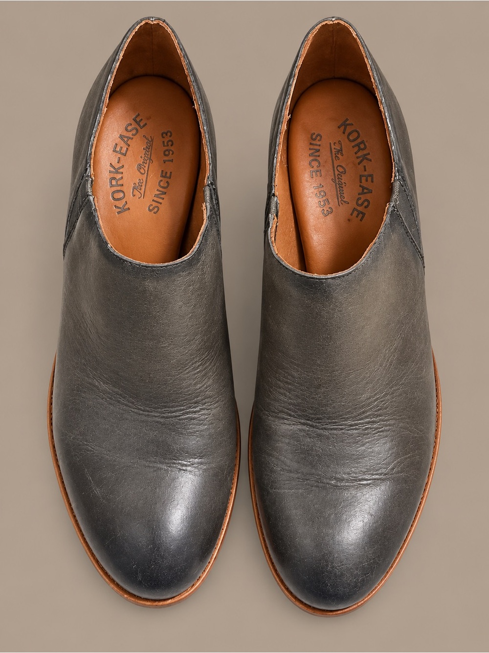 Kork-Ease Women’s Gray Leather Slip-On Shoes